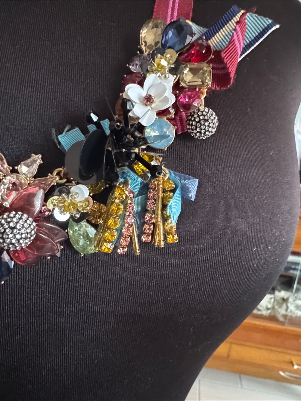 J. Crew Multicolor Ribbon Necklace   Vintage New Mixed Med FREE EARRINGS❗️❗️ - Picture 7 of 16